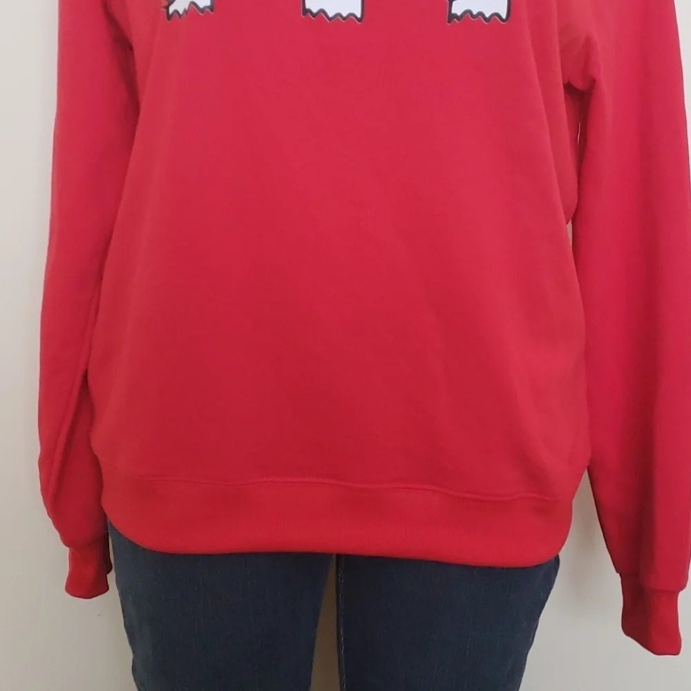 Red Ghost Print Crewneck Sweater - Picture 4 of 13